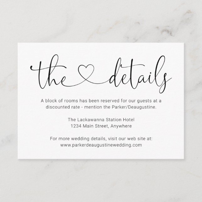 Information / Détails Carte de boîtier - Simple (Devant)