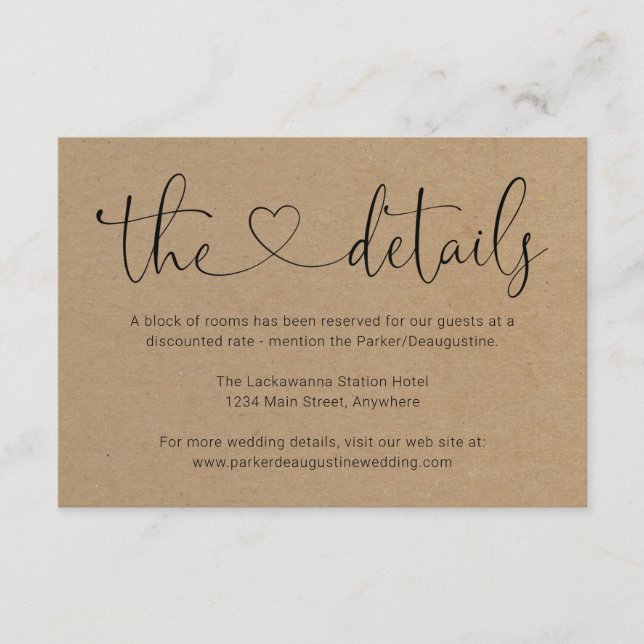 Information / Détails Carte de boîtier - Simple (Devant)