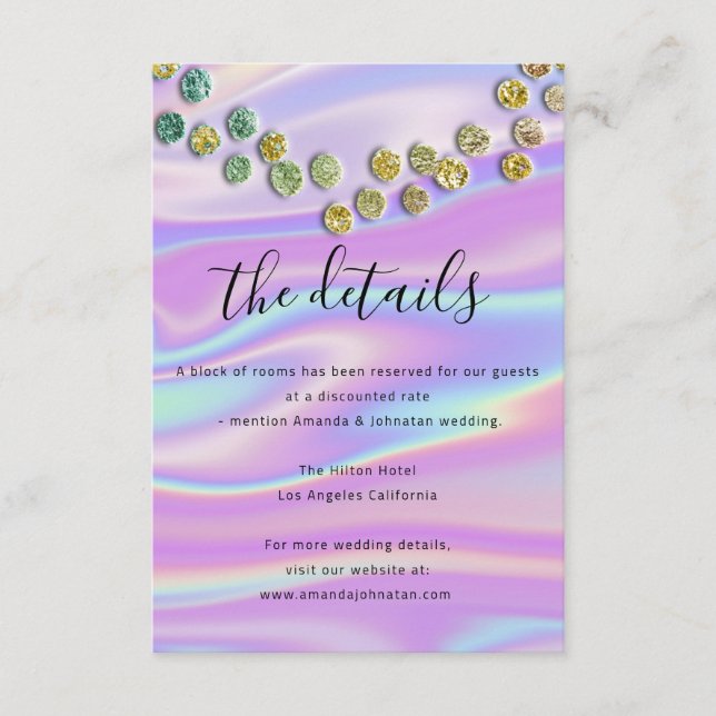 Information Holographic Enclosure Card Wedding Begleitkarte (Vorderseite)