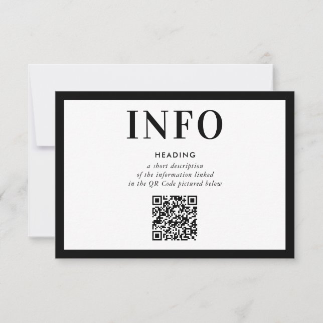 INFORMATION INSERT simple modern black QR Code Einladung (Vorderseite)