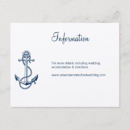 Information Nautische Hochzeitkarte | Ankerblau Begleitkarte