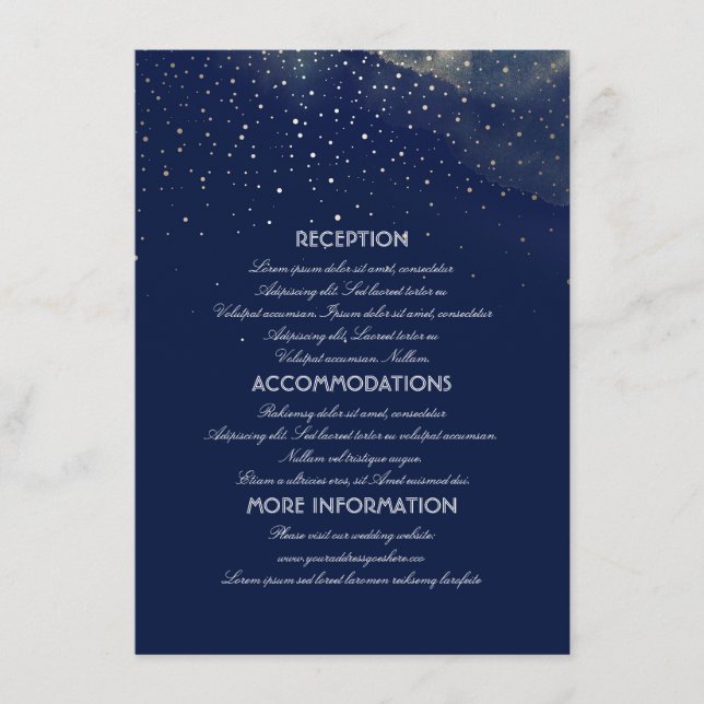 Informationen über Hochzeiten von Gold und Navy Begleitkarte (Vorderseite)