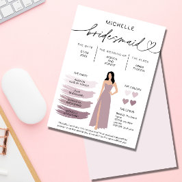 Informationen zu Bridesmaid Info-Card-Brautpartys Einladung