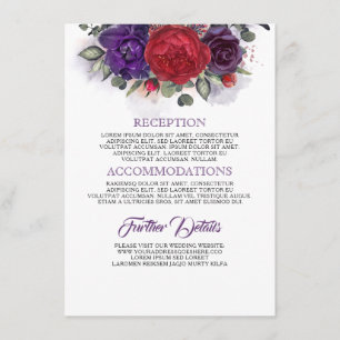 Informationen zu Hochzeiten in Pflaumen und Burgun Begleitkarte