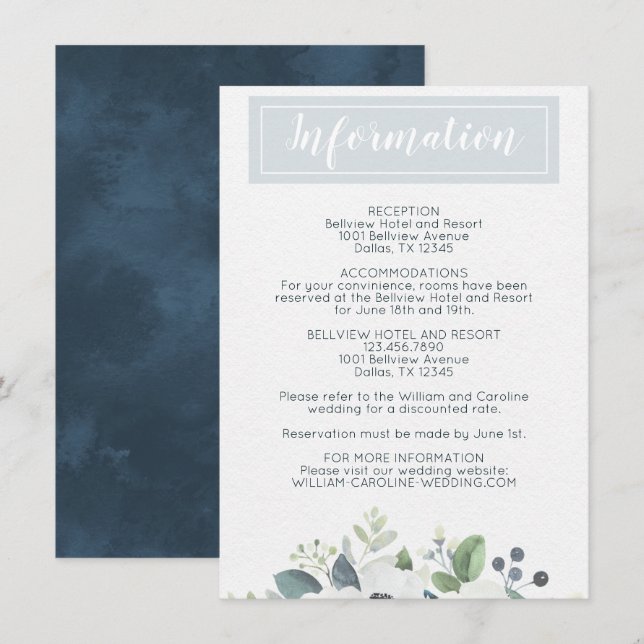 Informationen zu Hochzeiten von Blauer Anemone Einladung (Vorne/Hinten)