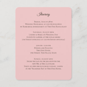 Informationen zu Rosa und Elfenbeinhochzeiten Begleitkarte