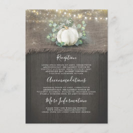 Informationen zu rustikalen weißen Kürbis-Hochzeit Begleitkarte