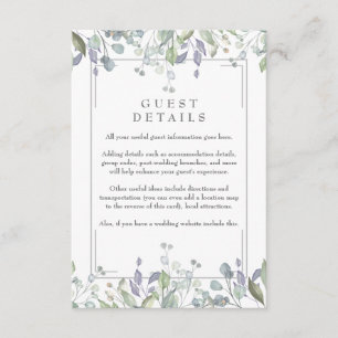 Informationen zu Seiten und Lilac-Floral Begleitkarte