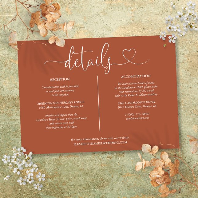 Informationen zu Terracotta Heft Einladung (Terracotta Heart Script Details Information Invitation)