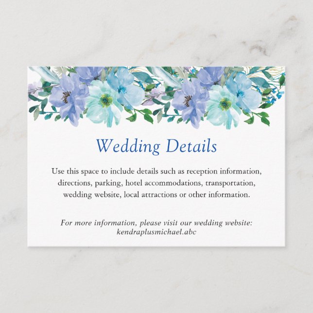 Informationen zu wunderschönen Hochzeiten in Sapph Begleitkarte (Vorderseite)