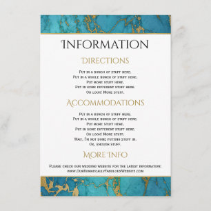 Informationen zum Hochzeitskalender mit blauem Gol Begleitkarte