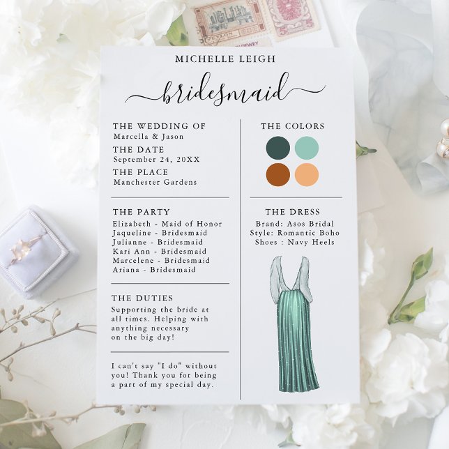 Informationen zur Bridesmaid Info Card Aquamarin,  Einladung (Von Creator hochgeladen)