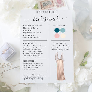 Informationen zur Bridesmaid Info Card Aquamarin,  Einladung