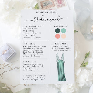 Informationen zur Bridesmaid Info Card Aquamarin, Einladung