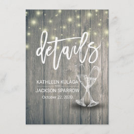 Informationen zur Hochzeit Champagne Glasses Wood Begleitkarte