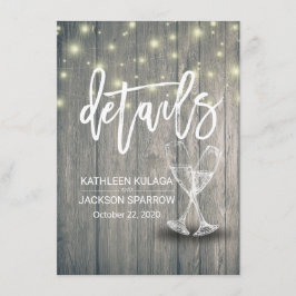 Informationen zur Hochzeit Champagne Glasses Wood Begleitkarte