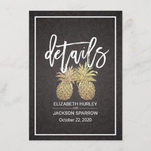 Informationen zur Hochzeit Gold Ananas Couple Begleitkarte