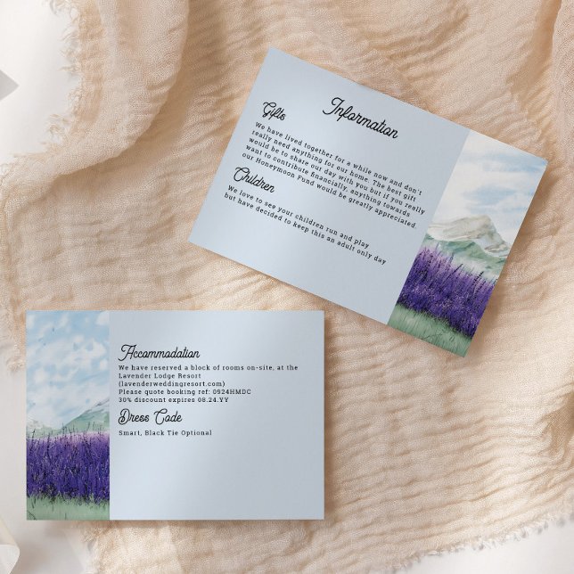 Informationen zur Hochzeit von Mountain Lavendel Begleitkarte (Double-sided Information and Details Card from my Mountain Lavender Wedding Collection
)