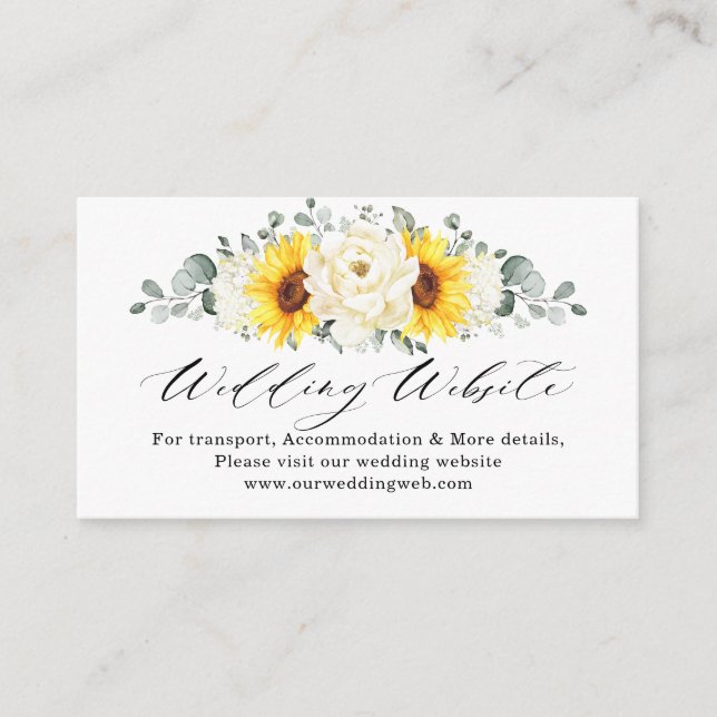Informationen zur Hochzeitswebsite für Sonnenblume Begleitkarte (Vorderseite)