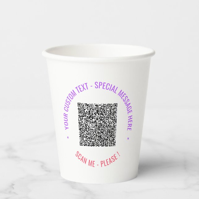 Informationen zur QR-Code-Prüfung und benutzerdefi Pappbecher (Vorderseite)