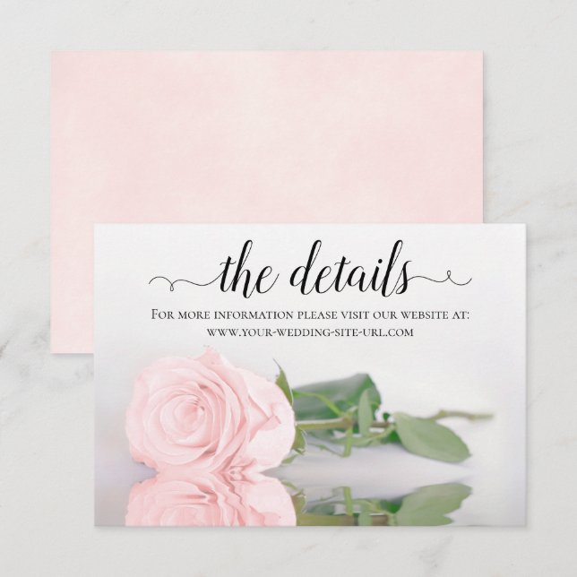 Informationen zur Rosa-Rose-Hochzeit Begleitkarte (Vorne/Hinten)