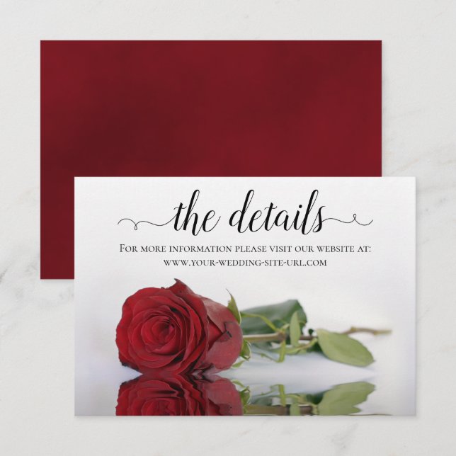 Informationen zur Rote Rose bei Hochzeiten Begleitkarte (Vorne/Hinten)