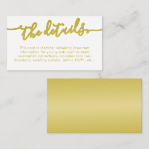 Informationen zur Website zu eleganten Script Gold Begleitkarte