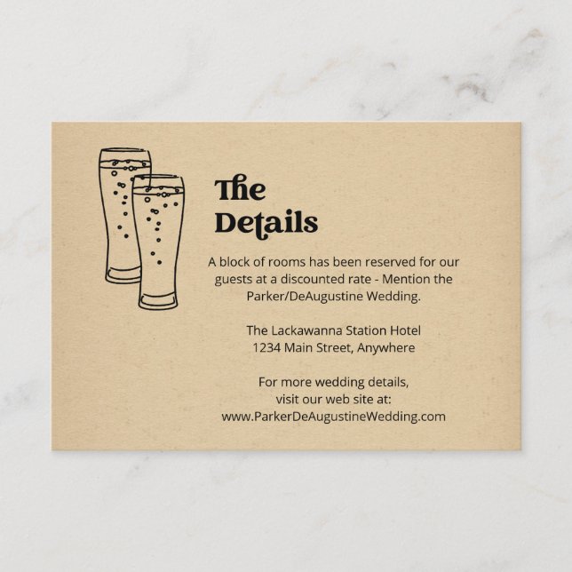 Informations sur le Mariage de bière Détails Carte (Devant)
