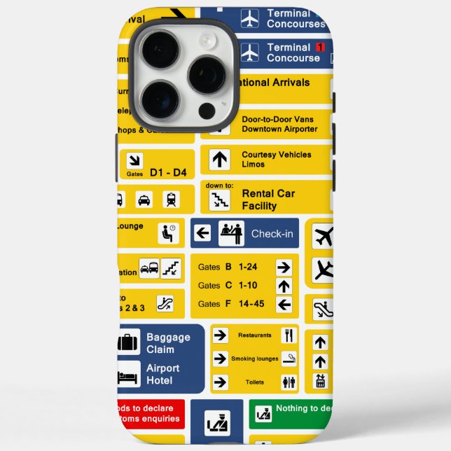 Informationsblätter zum Flughafen Signage iPhone 16 Pro Max Hülle (Rückseite)