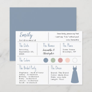 Informationskarte für die farbige Dress Blue Bride