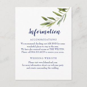 Informationskarte für Olivenzweige zur Hochzeit Begleitkarte