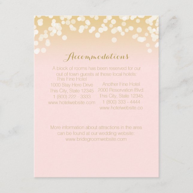 Informationskarte Rosa Blush and Gold Begleitkarte (Vorderseite)