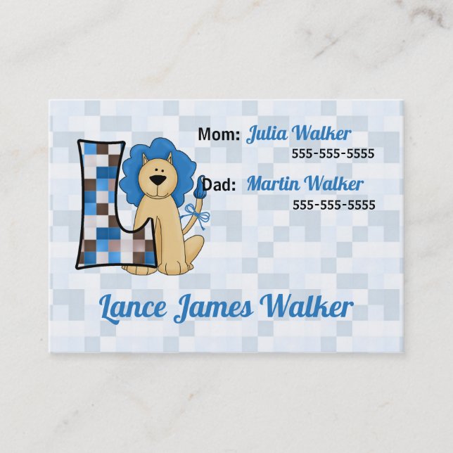 Informationskartentext für Kinder L Telefonnummerkarte (Vorderseite)