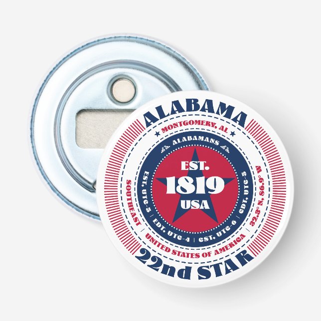 Informationskreis Alabama Staat Flaschenöffner (Vorderseite)