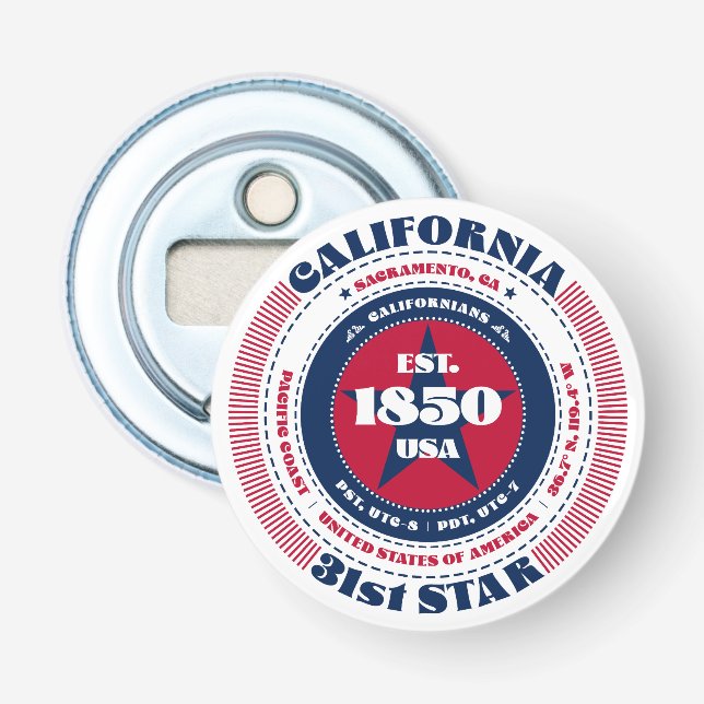 Informationskreis California Staat Flaschenöffner (Vorderseite)
