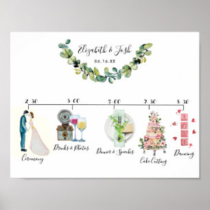 Informelle Hochzeitsplan Begrüßungstafel Poster