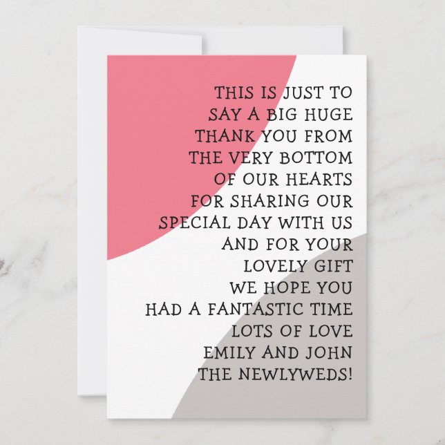 Informelle Typografie Rose Rosa Grau Formen Dankeskarte (Vorderseite)