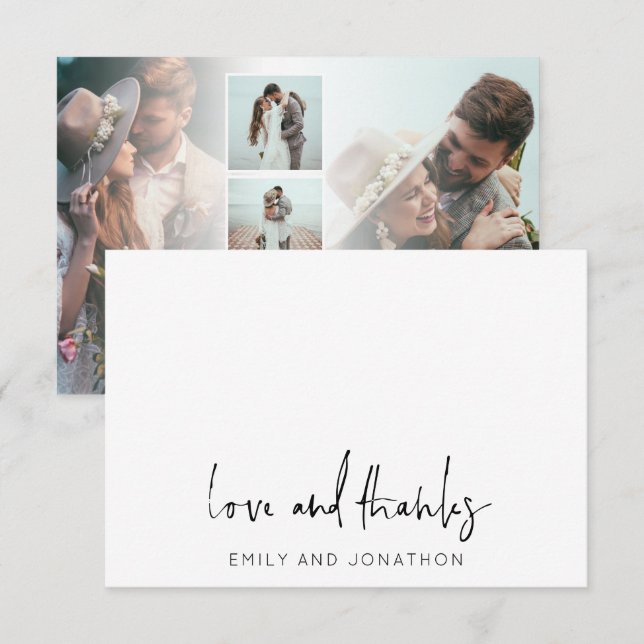 Informeller Skriptname 5 Fotos Hochzeit Liebe Dank Mitteilungskarte (Vorne/Hinten)