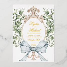 Informelles Leaf-Wappen mit Bow | Monografische Ho Folieneinladung