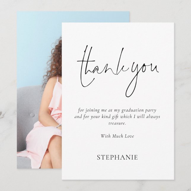 Informelles Script Foto Abschluss Vielen Dank Karte (Vorne/Hinten)