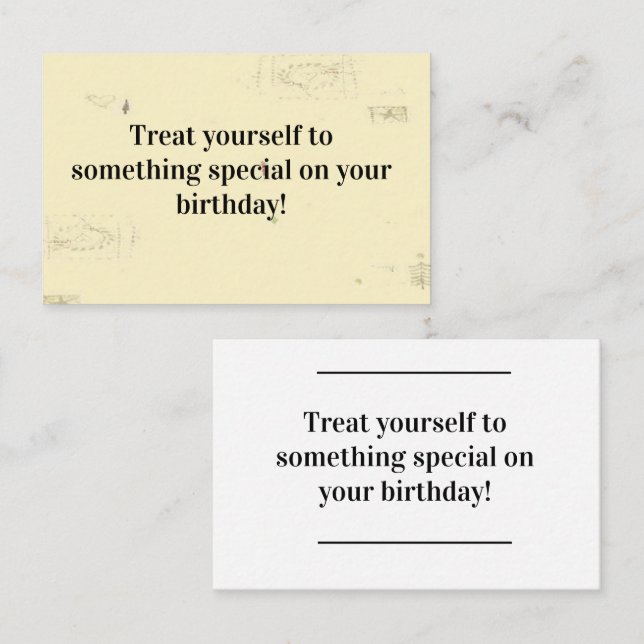 Infos carte - Message d'anniversaire - Traitez-vou (Devant / Derrière)