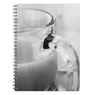 Infrarot, Schwarzweiß,Tasse, Glas, Kaffee, Notizblock