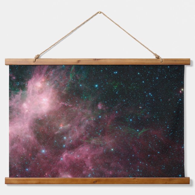 Infrarotansicht mit Geburt und Tod von Sternen Wandteppich Mit Holzrahmen (Vorne)