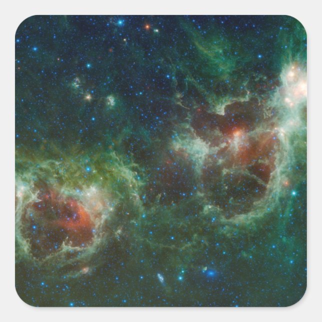 Infrarotmosaik der Herz-und Soul-Nebel Quadratischer Aufkleber (Vorderseite)