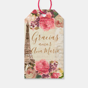 Infundido con amar Eiffel Tower Shabby Chic Geschenkanhänger
