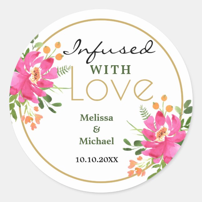 Infusion mit Liebe Rosa Blumenzehen Runder Aufkleber (Vorderseite)