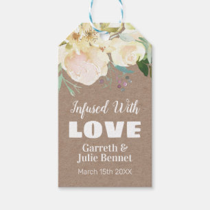 Infusion mit Liebe rustikale Kraft rosa Blumenzehe Geschenkanhänger