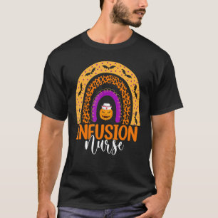 Infusion Nurse Leopard Rainbow Halloween Pumpkin N T-Shirt