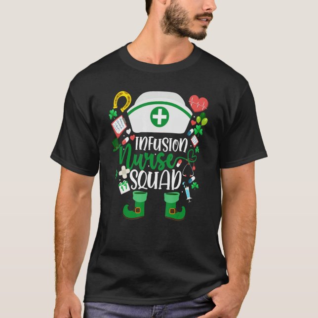 Infusion Nurse Squad Nursing Leprechaun St Patrick T-Shirt (Vorderseite)