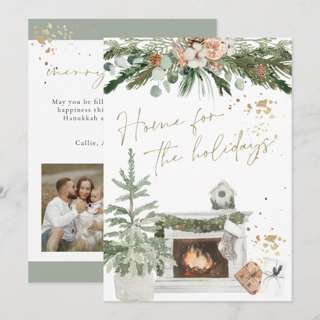 INGE Cheminée confortable Carte de Noël scandinave (Devant / Derrière)